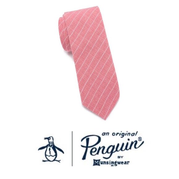 Original Penguin Mens Red Striped Print Colby Classic Tie Workwear New - Picture 6 of 7